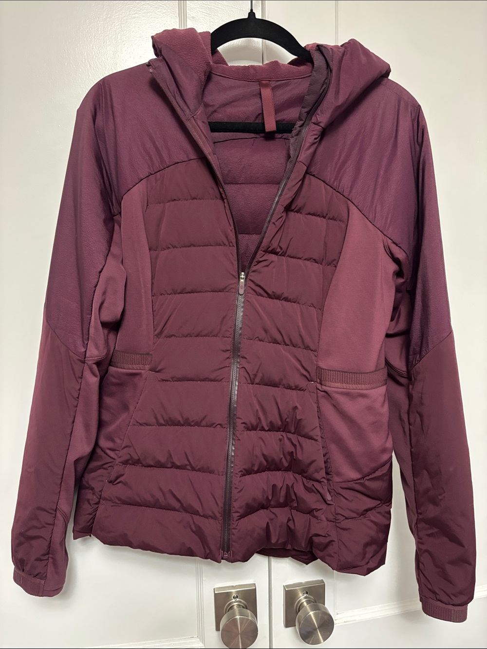 Lululemon Down for It All Jacket Goose Down Puffer, Size 10, Maroon/Burgundy/Red